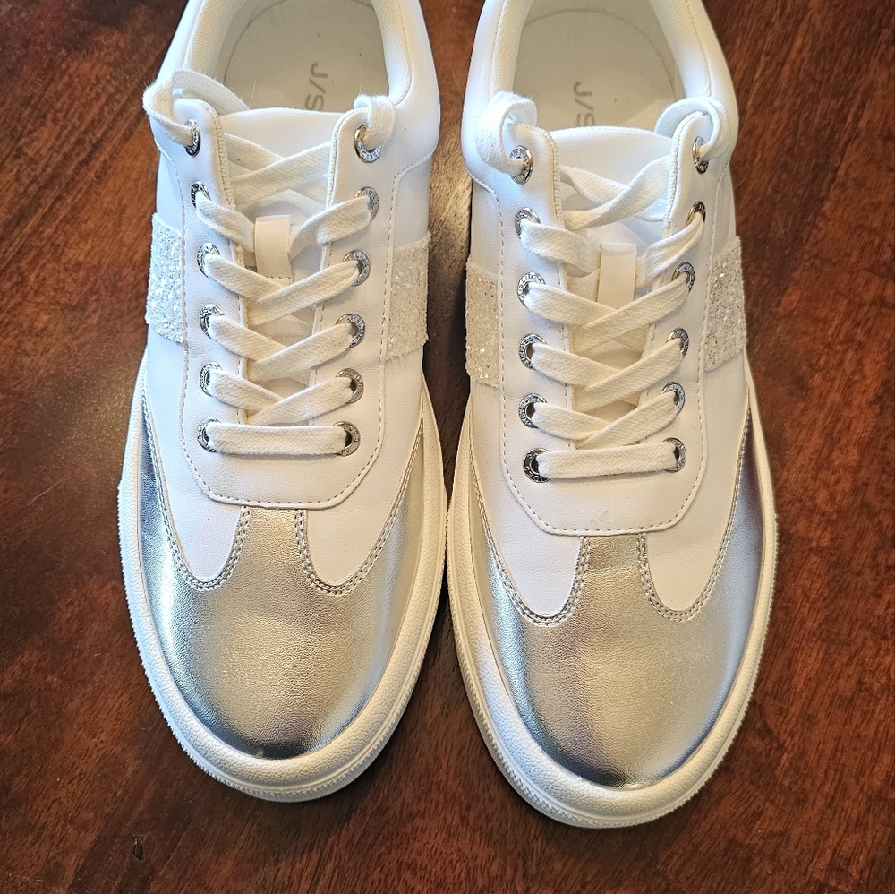 White and Silver Sneakers